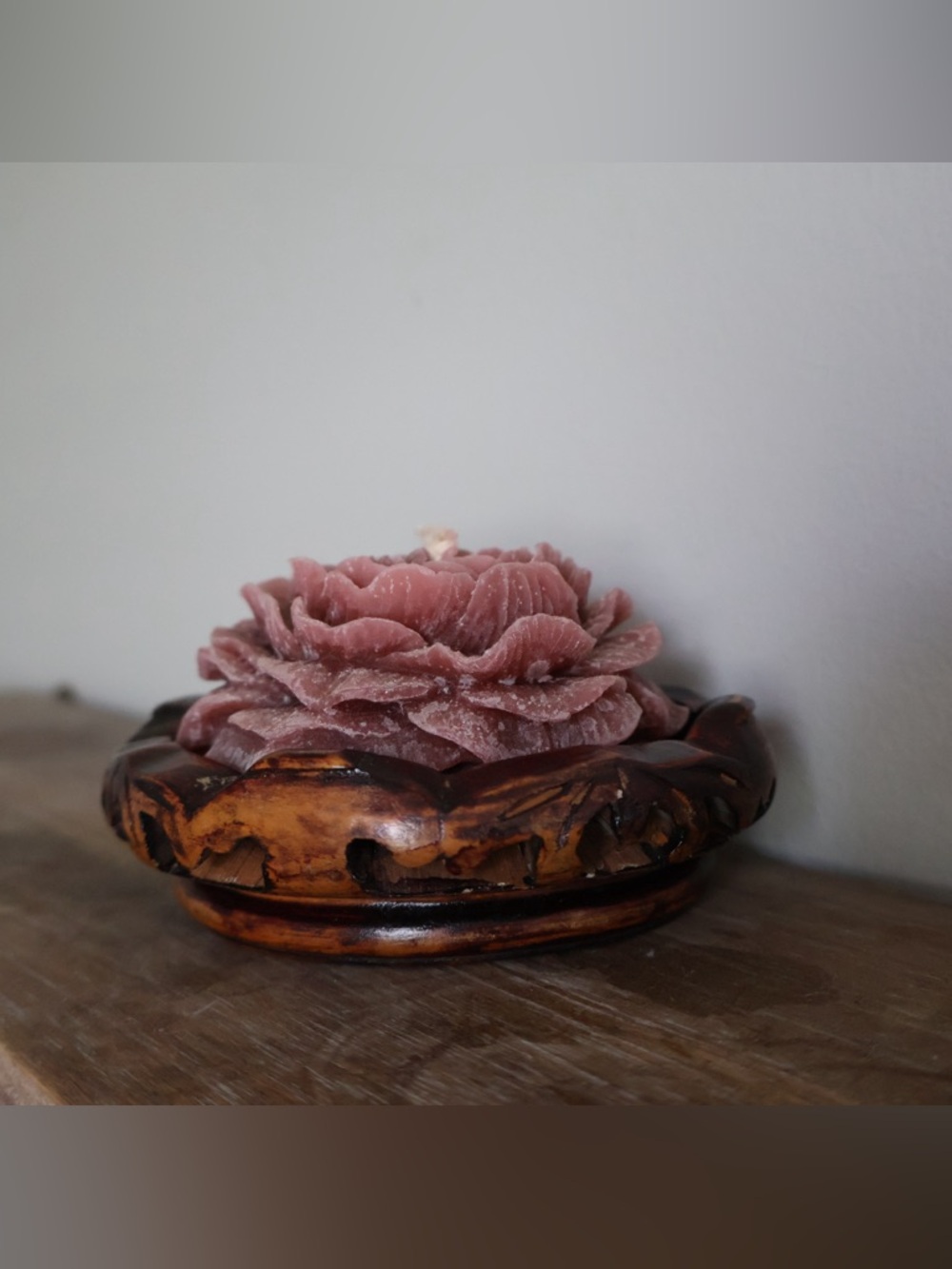 Carved mahogany Wood Chinese dish for candles or trinkets